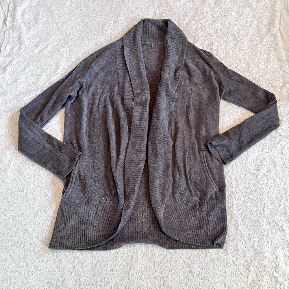 Barefoot dreams CozyChic lite carbon dark gray circle cardi - Picture 2 of 11